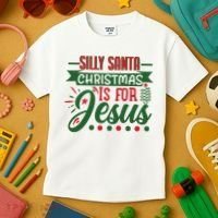 Silly Santa Christmas Is For Jesus Holiday Kids T-Shirt thumb 3