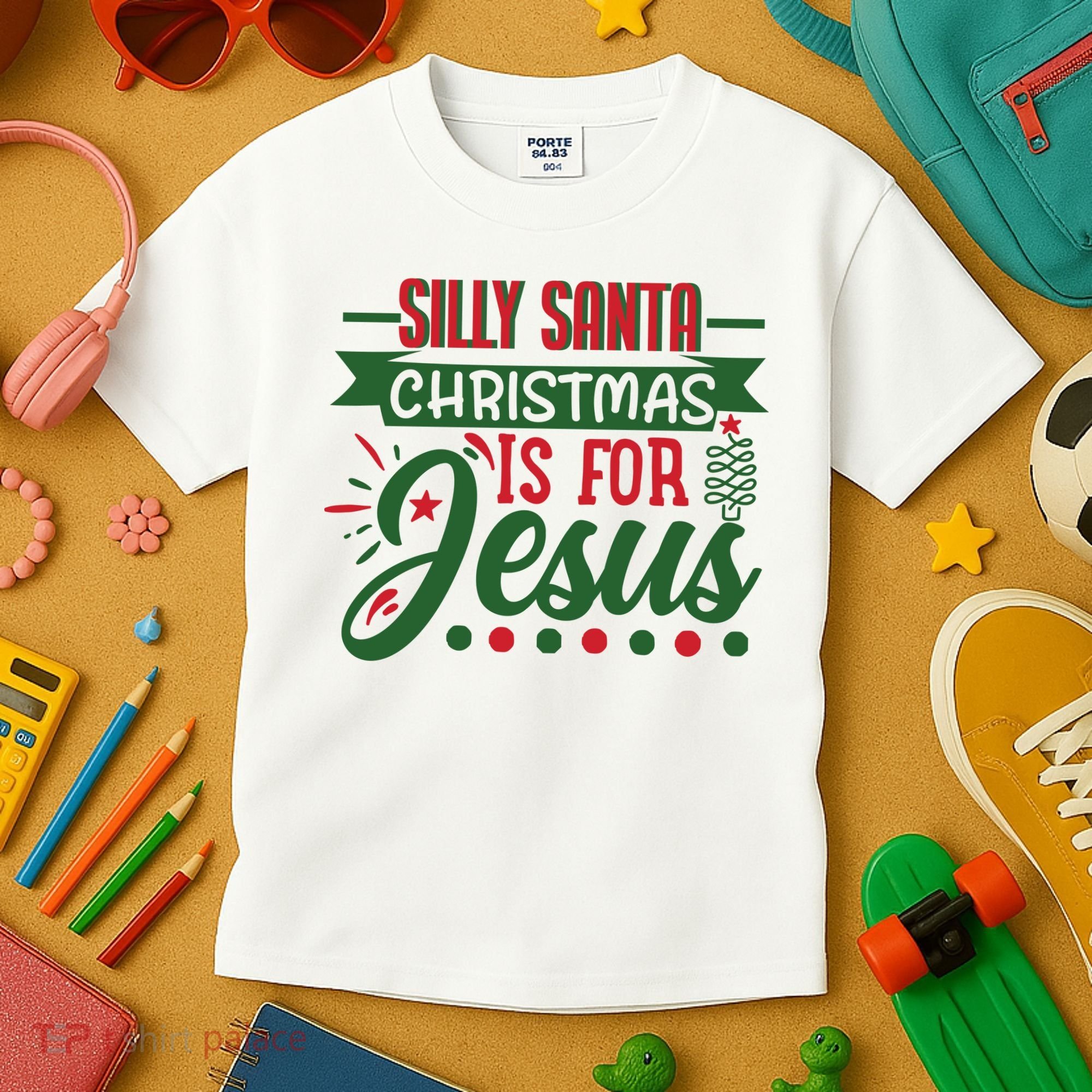 Silly Santa Christmas Is For Jesus Holiday Kids T-Shirt