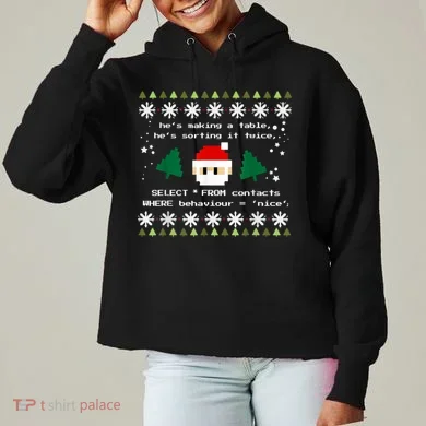 SQL Santa Claus Database Clause Developer Code DB Programmer Ladies Heavyweight Boxy Pullover Hoodie