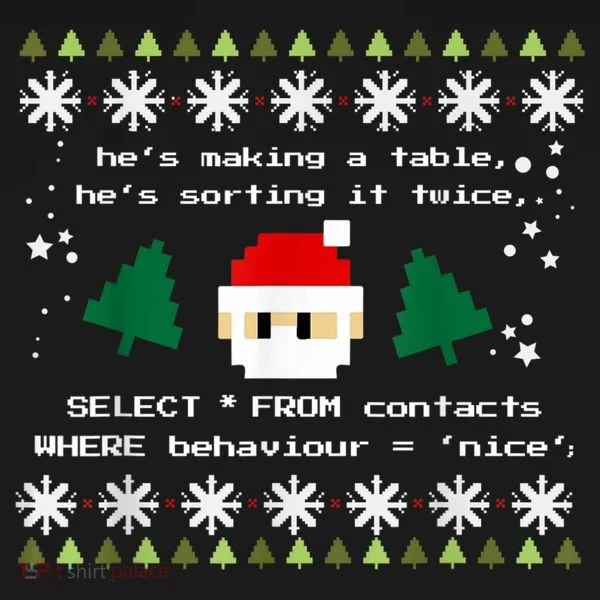 SQL Santa Claus Database Clause Developer Code DB Programmer Doggie Tank