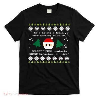 SQL Santa Claus Database Clause Developer Code DB Programmer T-Shirt