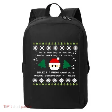 SQL Santa Claus Database Clause Developer Code DB Programmer Modern Backpack