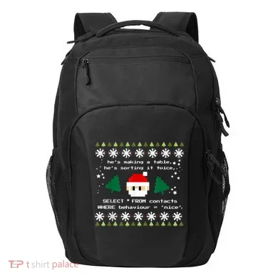 SQL Santa Claus Database Clause Developer Code DB Programmer Transport Backpack