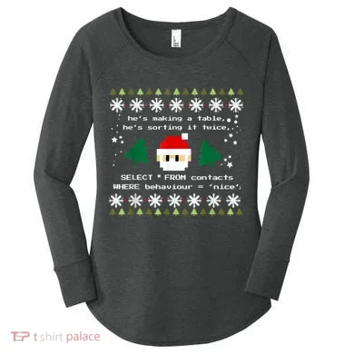 SQL Santa Claus Database Clause Developer Code DB Programmer Women's Perfect Tri Tunic Long Sleeve Shirt