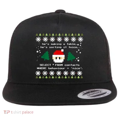 SQL Santa Claus Database Clause Developer Code DB Programmer Flat Bill Trucker Hat