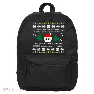 SQL Santa Claus Database Clause Developer Code DB Programmer 16 in Basic Backpack
