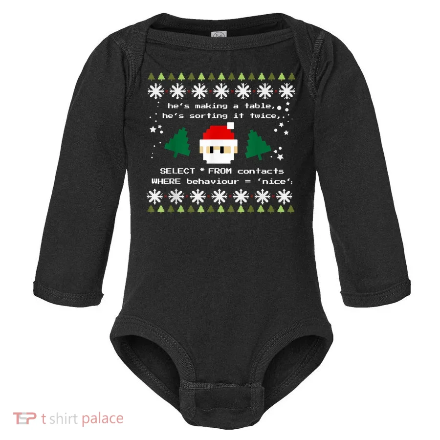 SQL Santa Claus Database Clause Developer Code DB Programmer Baby Long Sleeve Bodysuit