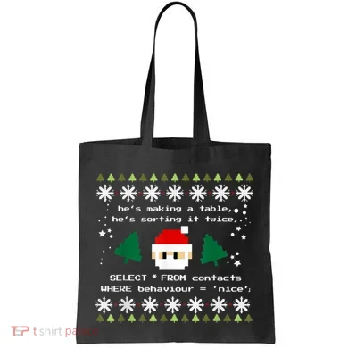 SQL Santa Claus Database Clause Developer Code DB Programmer Tote Bag