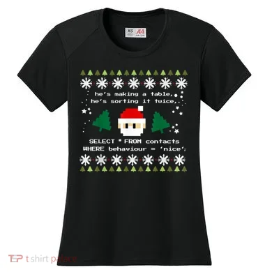SQL Santa Claus Database Clause Developer Code DB Programmer Women's Cooling Performance Crew T-Shirt