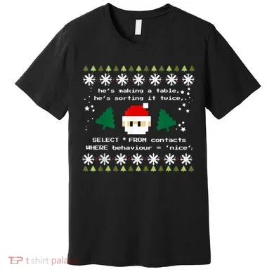 SQL Santa Claus Database Clause Developer Code DB Programmer Premium T-Shirt
