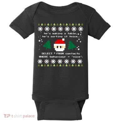 SQL Santa Claus Database Clause Developer Code DB Programmer Baby Bodysuit
