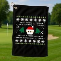 SQL Santa Claus Database Clause Developer Code DB Programmer Golf Towel thumb 1