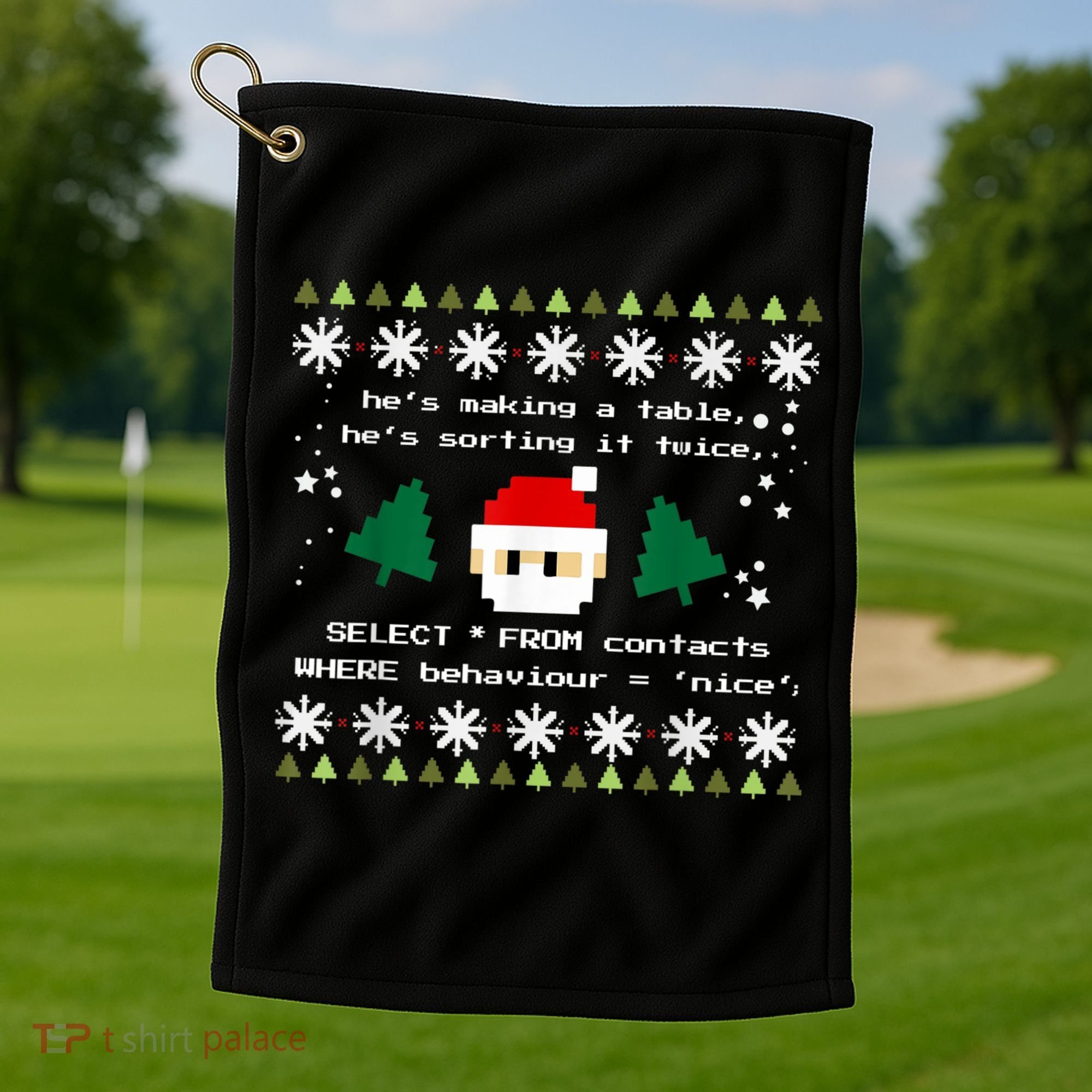 SQL Santa Claus Database Clause Developer Code DB Programmer Golf Towel