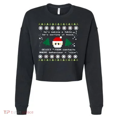 SQL Santa Claus Database Clause Developer Code DB Programmer Cropped Pullover Crew