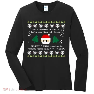 SQL Santa Claus Database Clause Developer Code DB Programmer Women's Long Sleeve Shirt