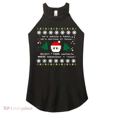 SQL Santa Claus Database Clause Developer Code DB Programmer Women's Perfect Tri Rocker Tank