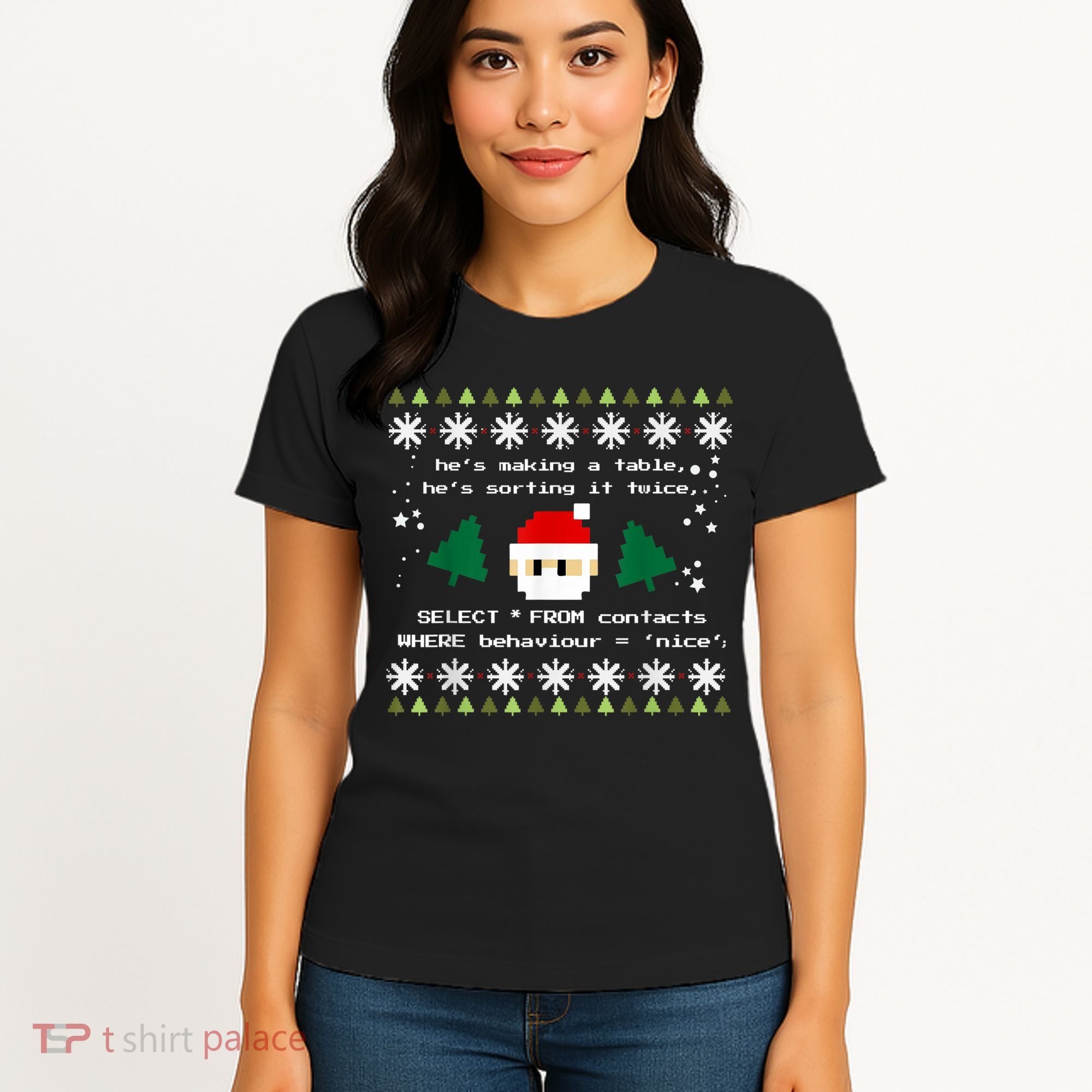 SQL Santa Claus Database Clause Developer Code DB Programmer Women's T-Shirt