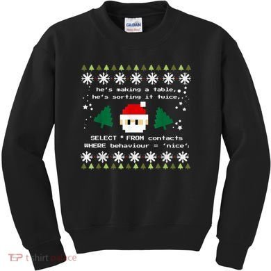 SQL Santa Claus Database Clause Developer Code DB Programmer Kids Sweatshirt
