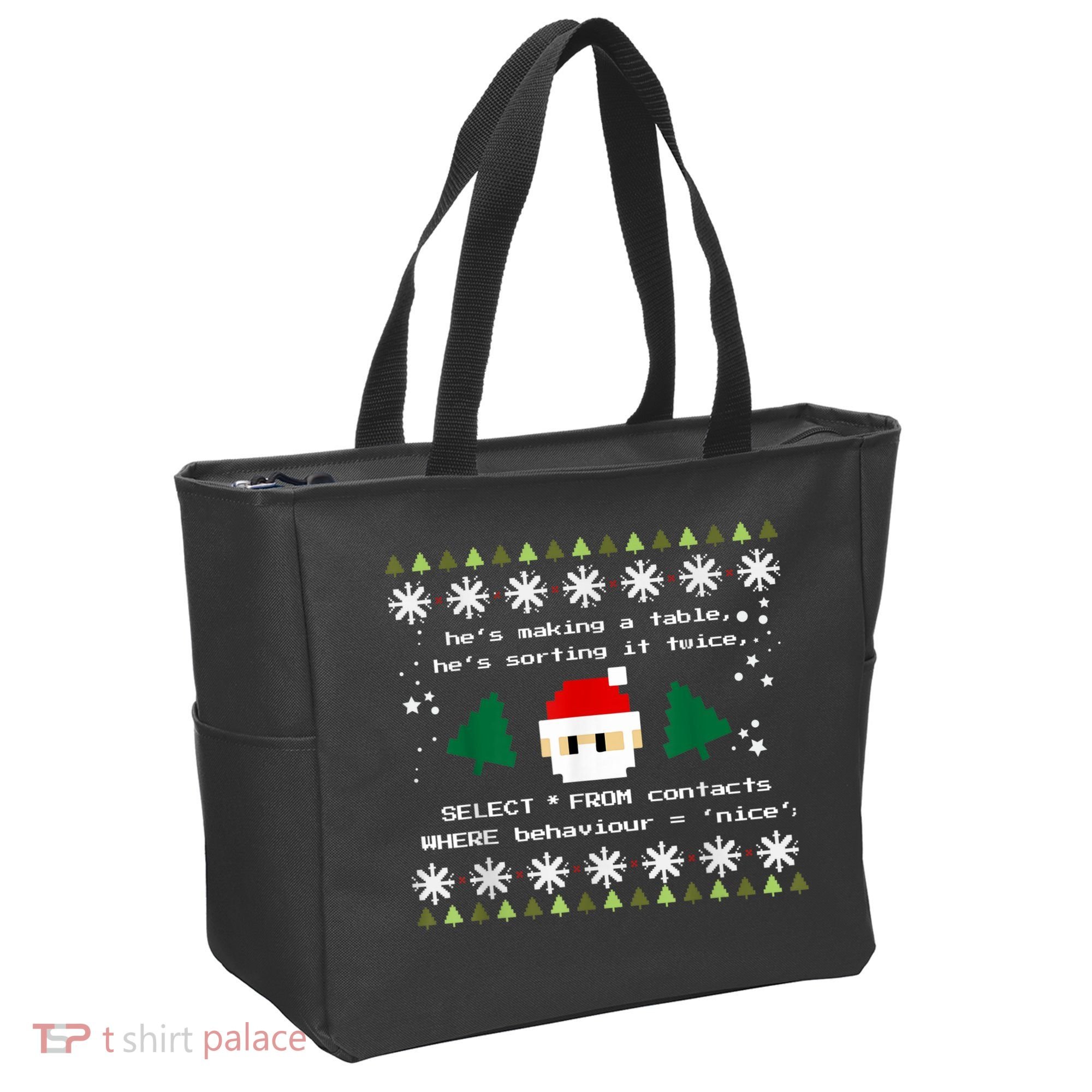SQL Santa Claus Database Clause Developer Code DB Programmer Tote Bag