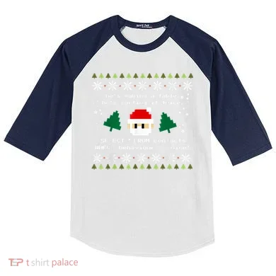 SQL Santa Claus Database Clause Developer Code DB Programmer Kids Colorblock Raglan Jersey