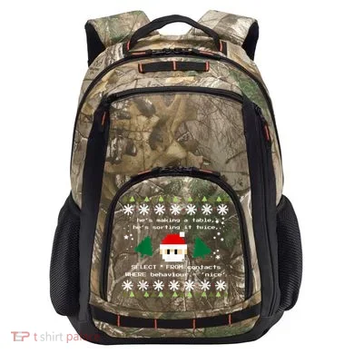 SQL Santa Claus Database Clause Developer Code DB Programmer Camo Xtreme Backpack