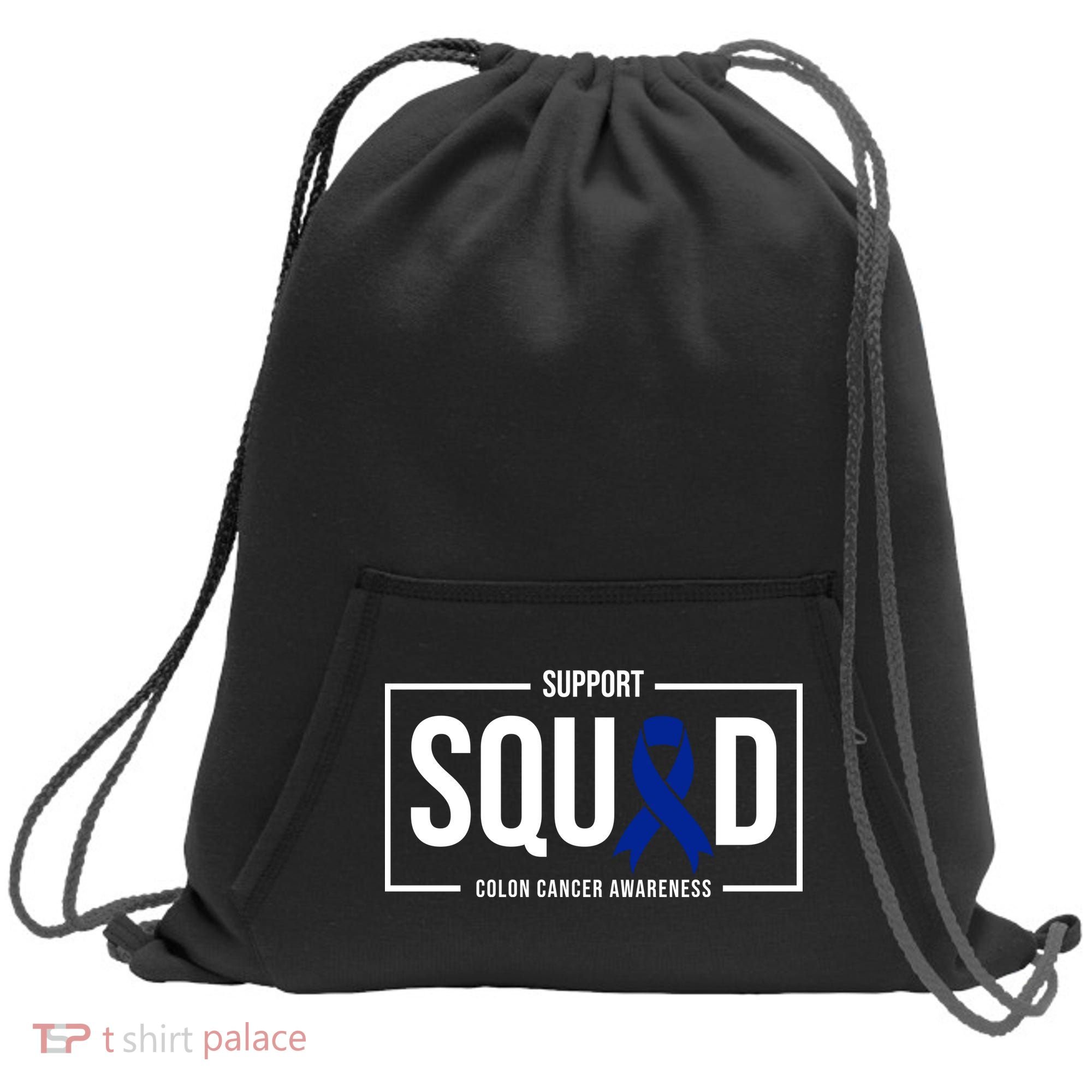 Support Squad Colon Cancer Awareness Sweatshirt Cinch Pack Bag