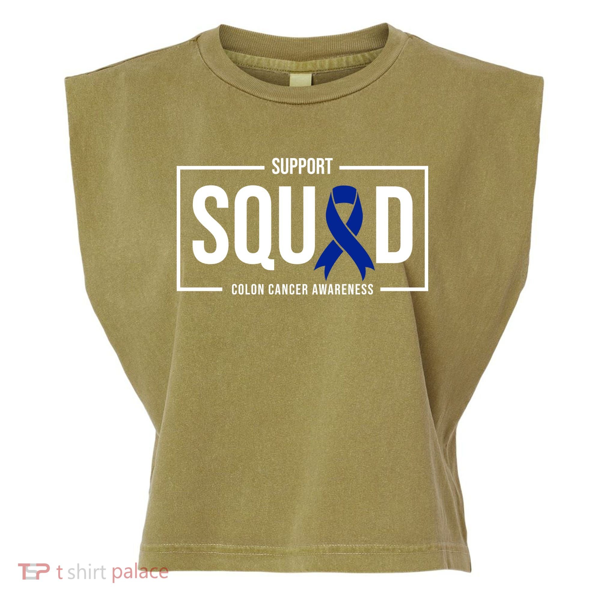Support Squad Colon Cancer Awareness Garment-Dyed Women's Muscle Tee