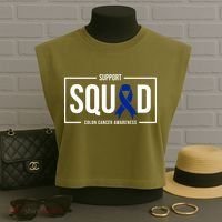 Support Squad Colon Cancer Awareness Garment-Dyed Women's Muscle Tee thumb 3