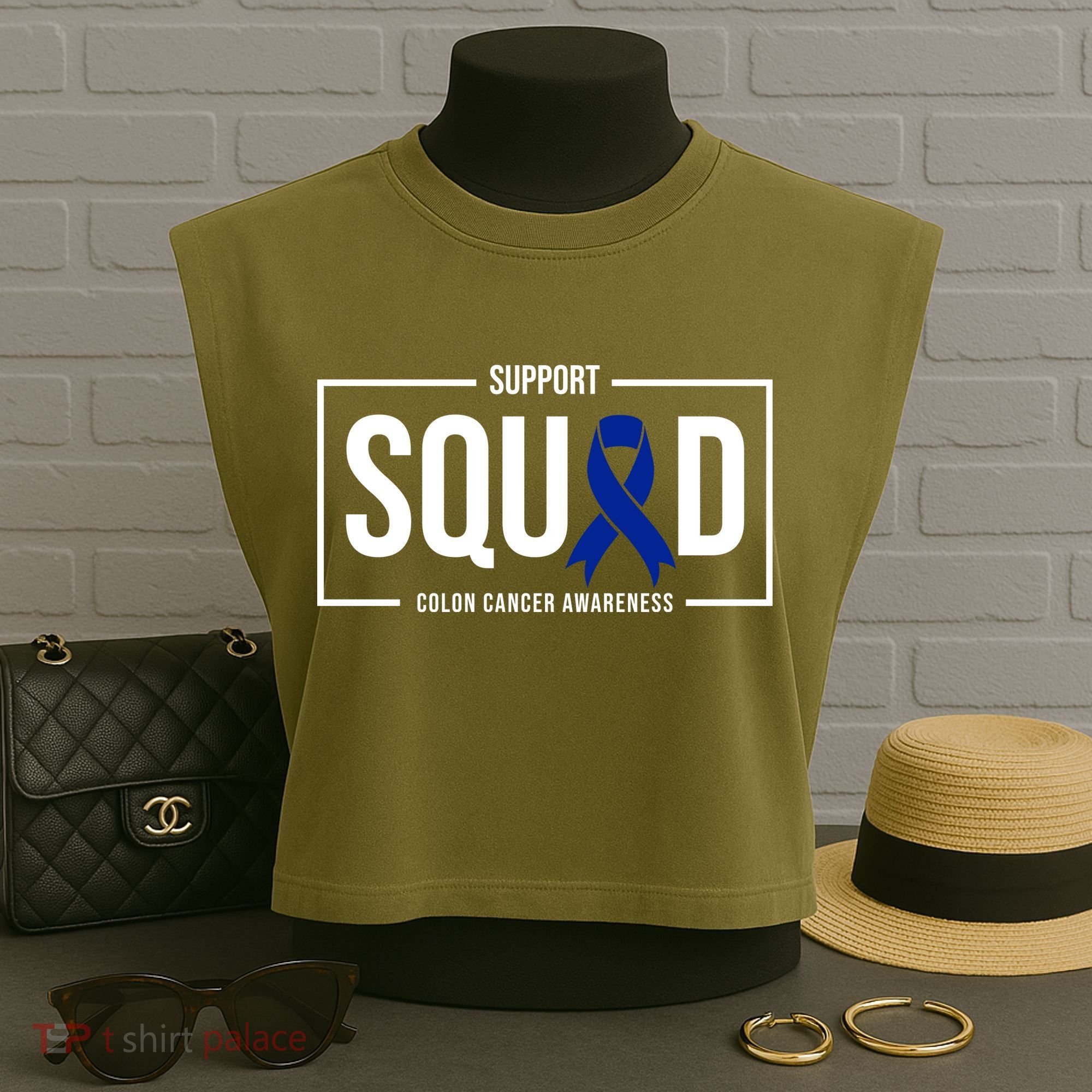 Support Squad Colon Cancer Awareness Garment-Dyed Women's Muscle Tee
