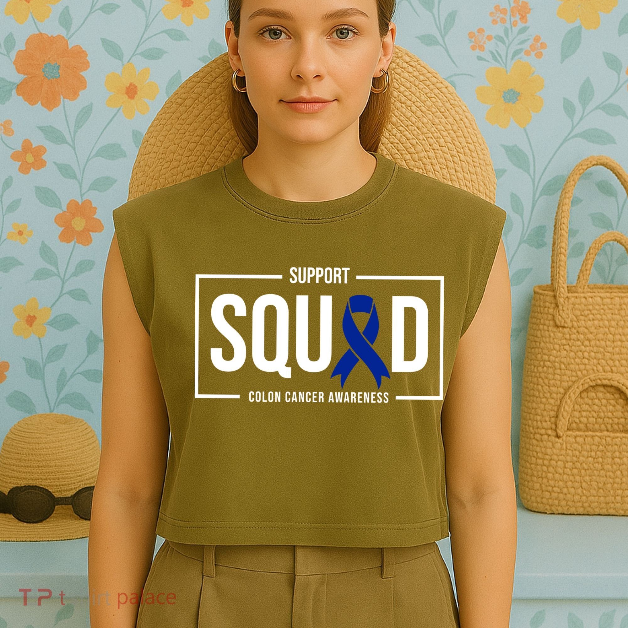 Support Squad Colon Cancer Awareness Garment-Dyed Women's Muscle Tee