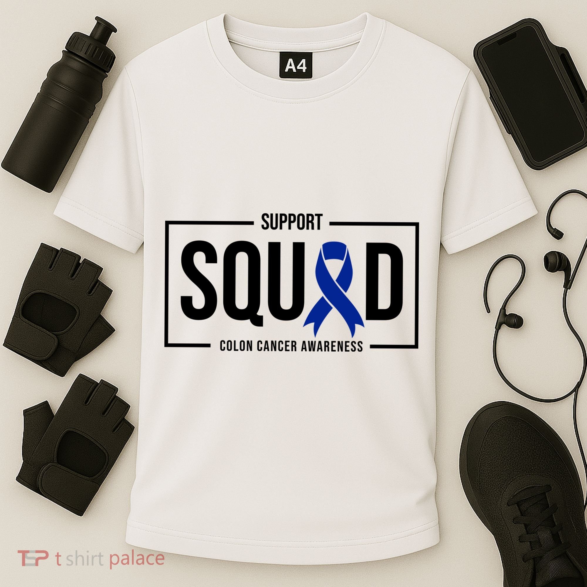 Support Squad Colon Cancer Awareness Cooling Performance Crew T-Shirt