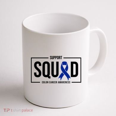 Support Squad Colon Cancer Awareness Coffee Mug back