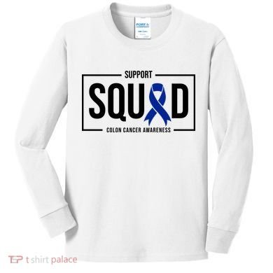 Support Squad Colon Cancer Awareness Kids Long Sleeve Shirt