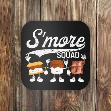 Smore Squad Camping Campfire Chocolate Marshmallow S'mores Coaster
