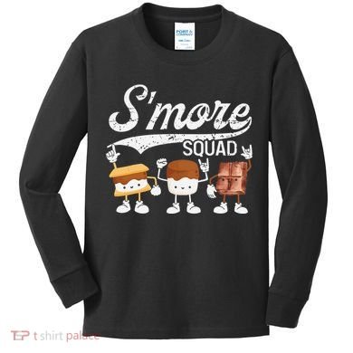 Smore Squad Camping Campfire Chocolate Marshmallow S'mores Kids Long Sleeve Shirt