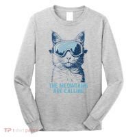 Ski Snowboard Cat Funny The Meowtains Are Calling Skiing  Long Sleeve Shirt thumb 0