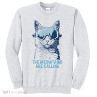 Ski Snowboard Cat Funny The Meowtains Are Calling Skiing  Sweatshirt thumb 0