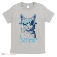 Ski Snowboard Cat Funny The Meowtains Are Calling Skiing  T-Shirt thumb 0