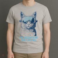 Ski Snowboard Cat Funny The Meowtains Are Calling Skiing  T-Shirt thumb 3