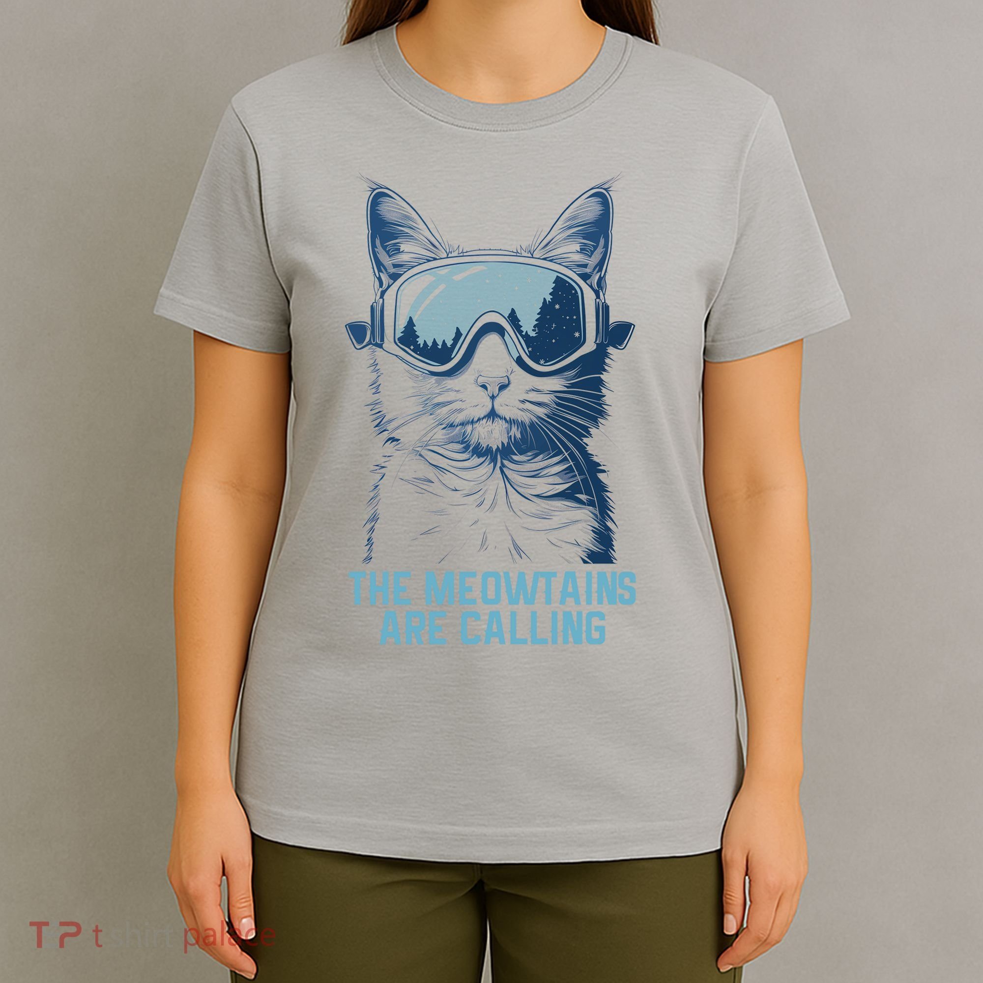 Ski Snowboard Cat Funny The Meowtains Are Calling Skiing  T-Shirt