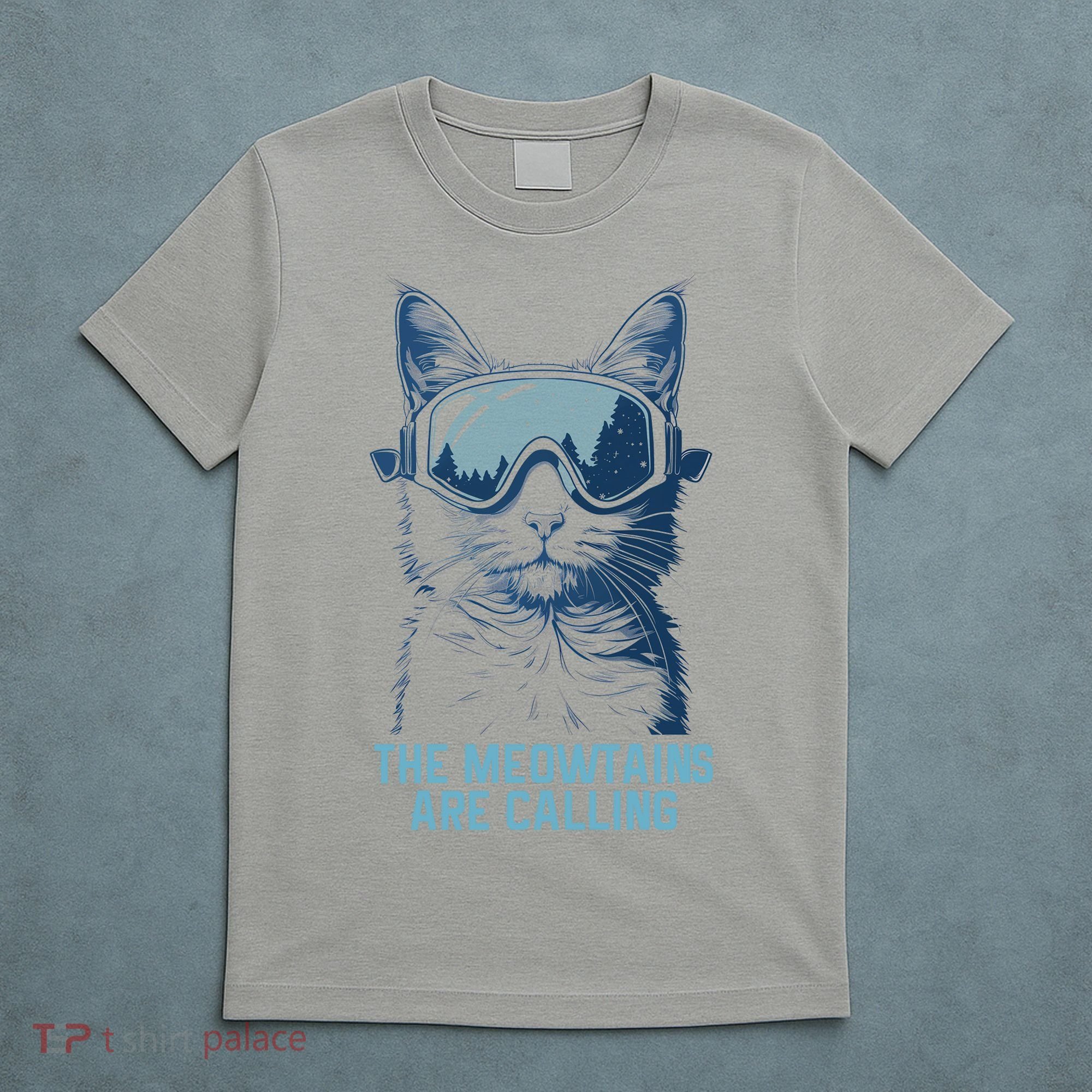 Ski Snowboard Cat Funny The Meowtains Are Calling Skiing  T-Shirt