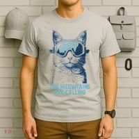 Ski Snowboard Cat Funny The Meowtains Are Calling Skiing  T-Shirt thumb 6
