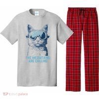 Ski Snowboard Cat Funny The Meowtains Are Calling Skiing  Pajama Set thumb 0