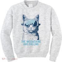 Ski Snowboard Cat Funny The Meowtains Are Calling Skiing  Kids Sweatshirt thumb 0