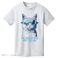 Ski Snowboard Cat Funny The Meowtains Are Calling Skiing  Kids T-Shirt thumb 0