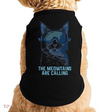 Ski Snowboard Cat Funny The Meowtains Are Calling Skiing  Doggie Tank