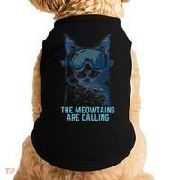 Ski Snowboard Cat Funny The Meowtains Are Calling Skiing  Doggie Tank thumb 0