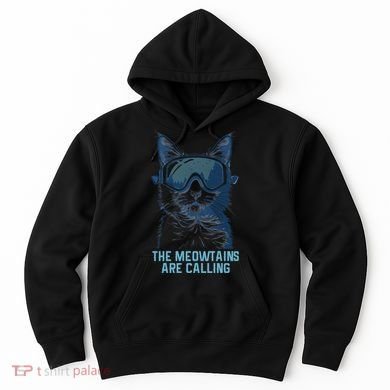 Ski Snowboard Cat Funny The Meowtains Are Calling Skiing  Hoodie