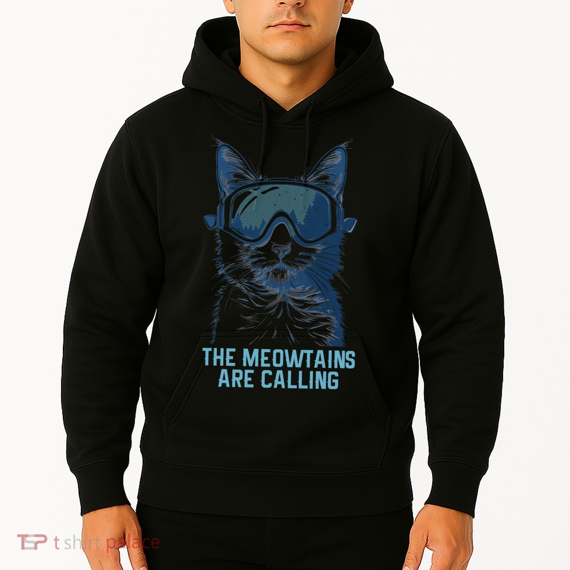 Ski Snowboard Cat Funny The Meowtains Are Calling Skiing  Hoodie