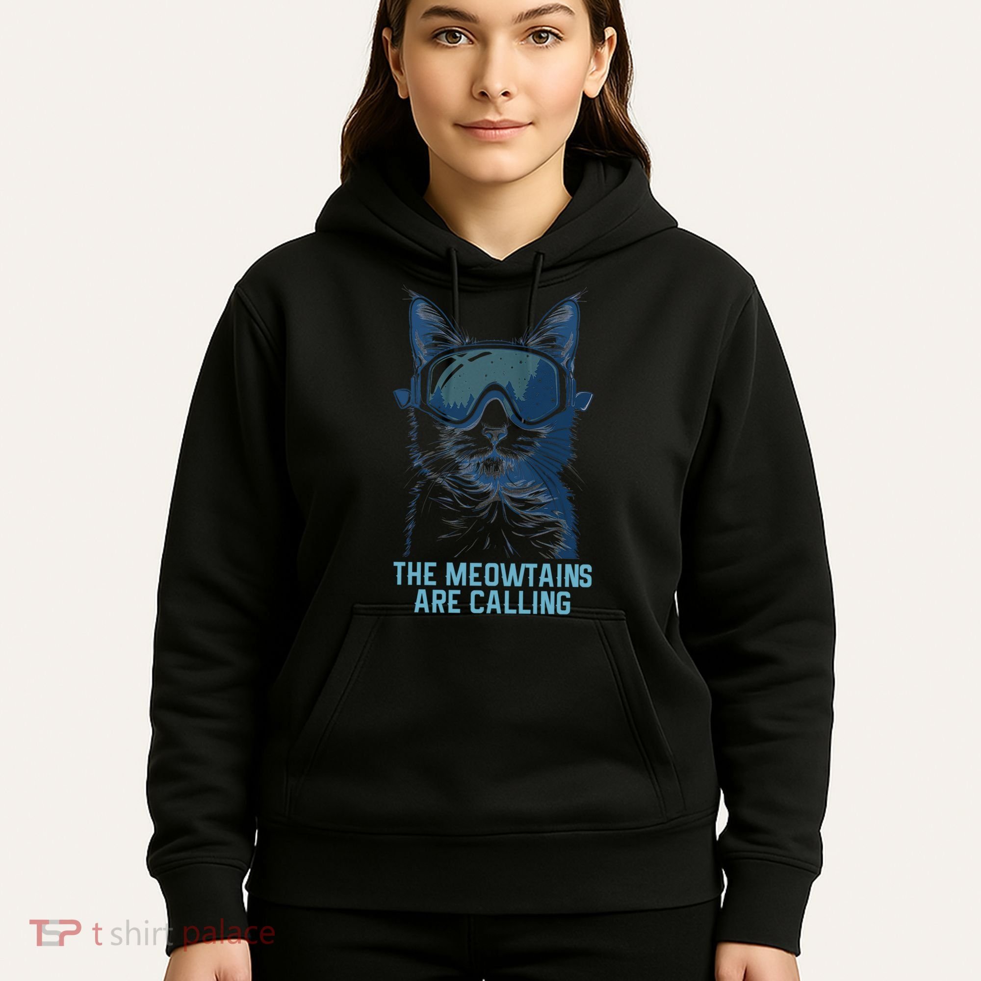 Ski Snowboard Cat Funny The Meowtains Are Calling Skiing  Hoodie